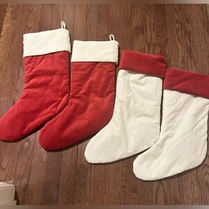 Pottery Barn Velvet Christmas stockings 4  (Not embroidered with names)